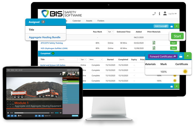 EHS Software on tablet and desktop monitor